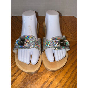 Dr Scholl's Silver Slides Women's Size 10